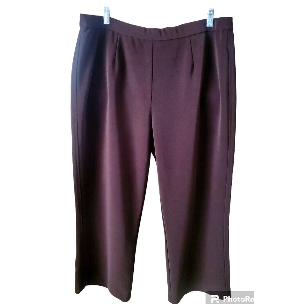 Chico's Brown Polyester Stretch Pull-On Dress Pants Career Sz 3 or XL SHORT